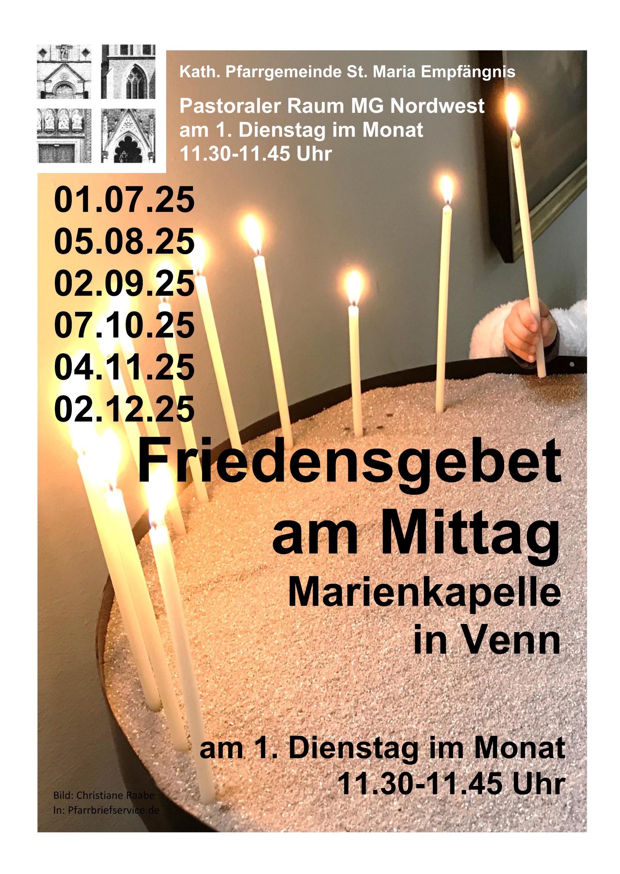 Plakat 'Friedensgebet am Mittag'